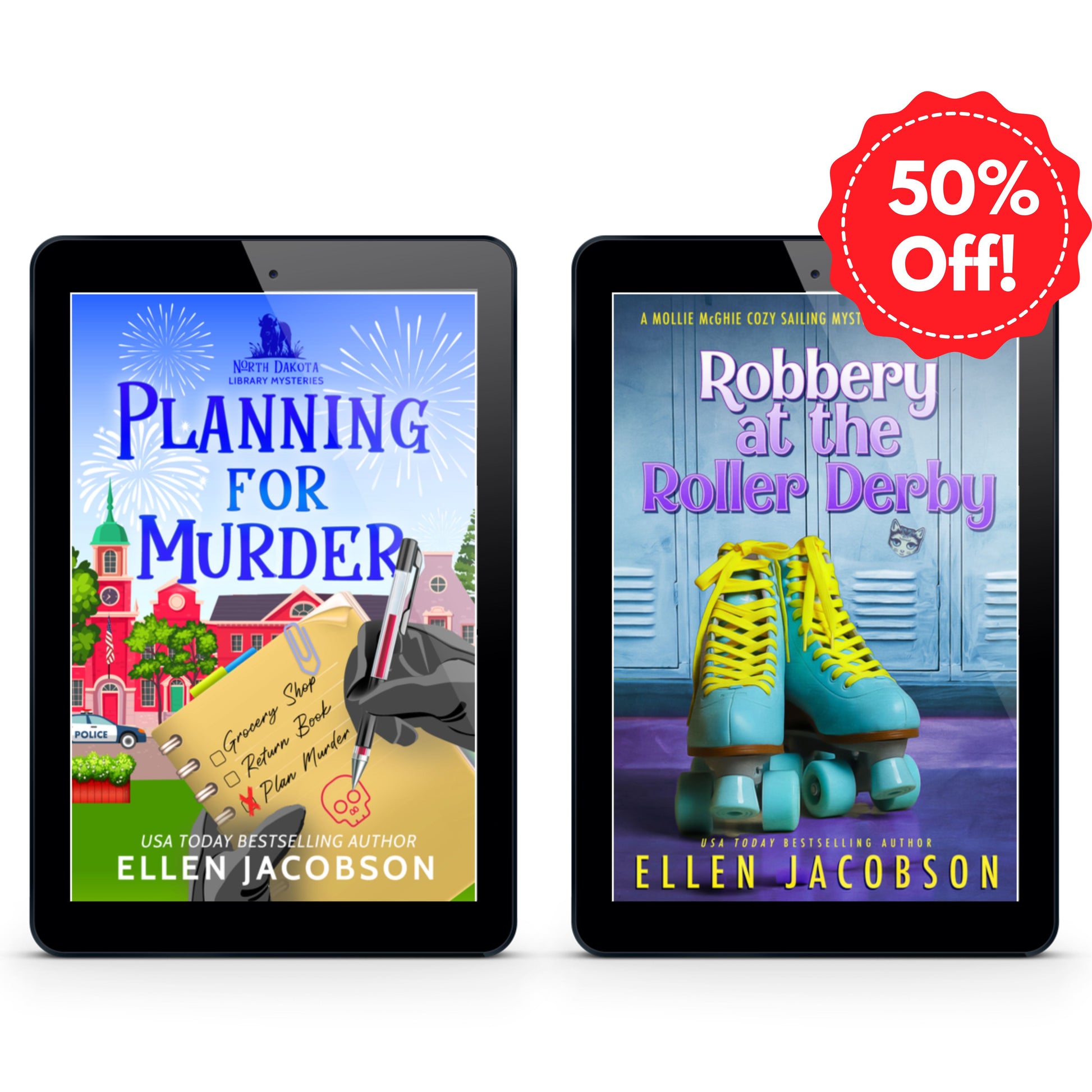 Image: Robbery at the Roller Derby and Planning for Murder Ebooks by Ellen Jacobson with 50% discount